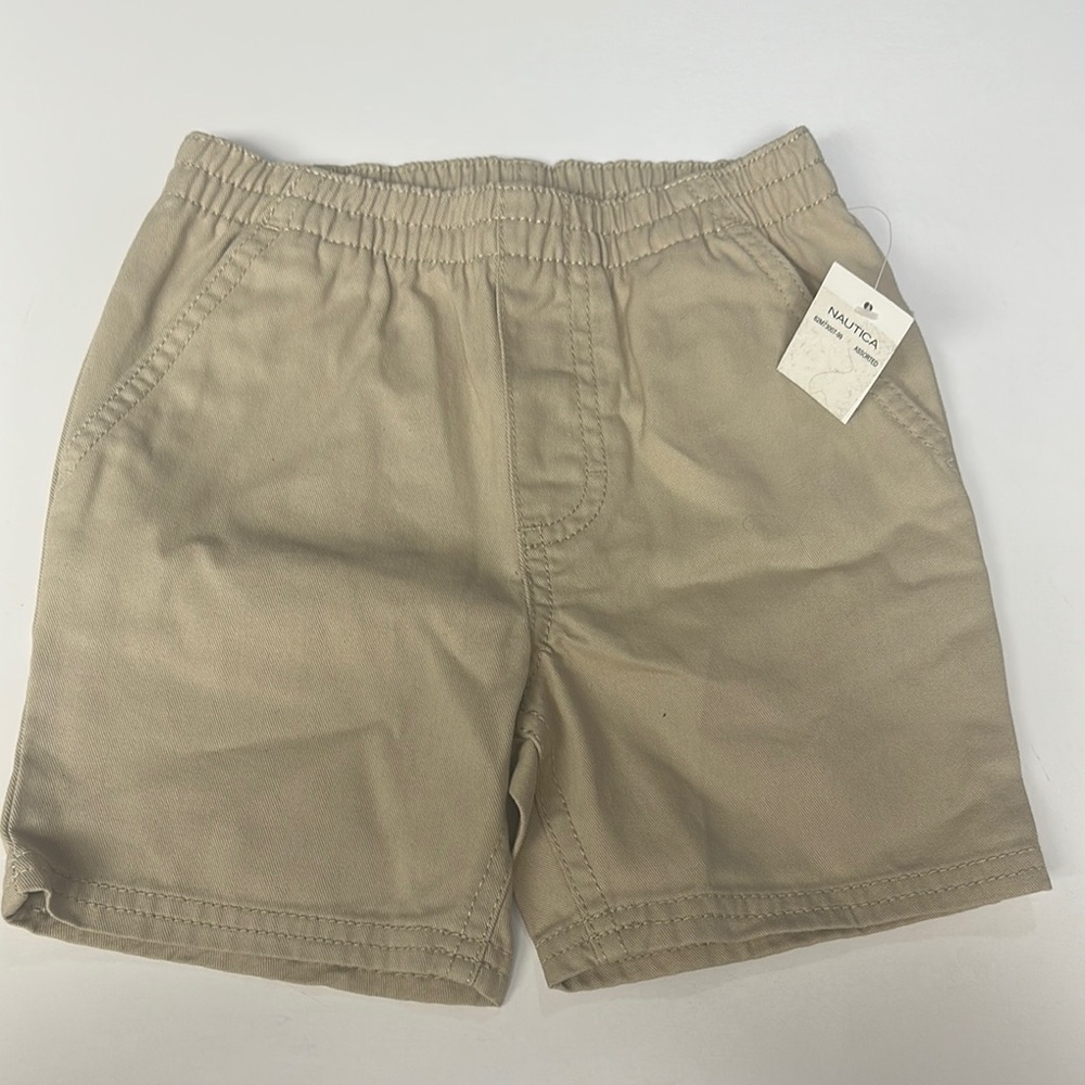 Nautica Baby Boy Khaki Tan Flat Front Shorts size 24 Months NEW